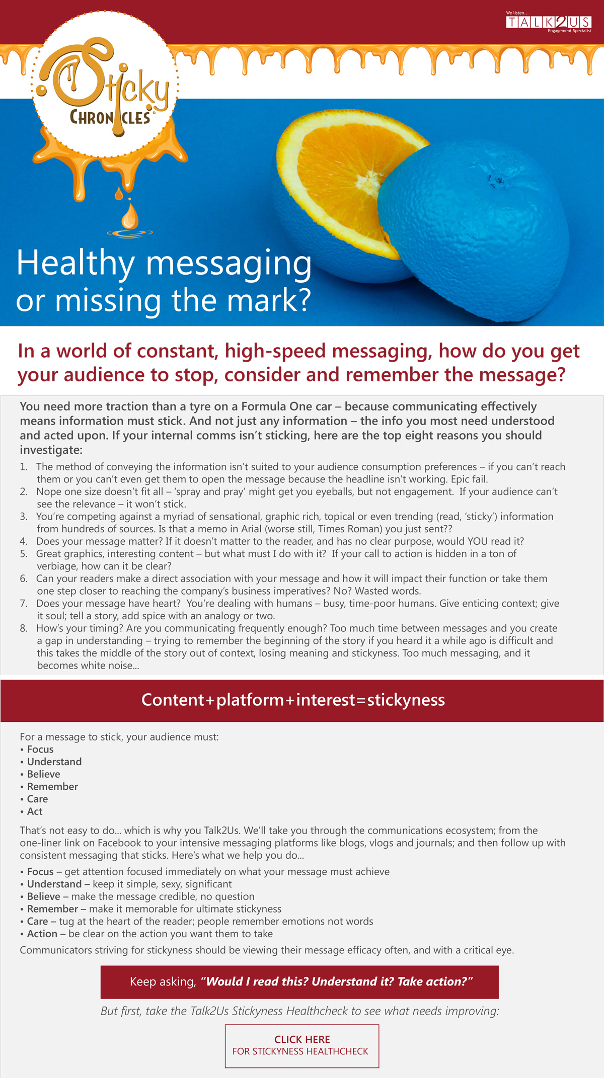 STICKY CHRONICLES MISSING MARK BLOG