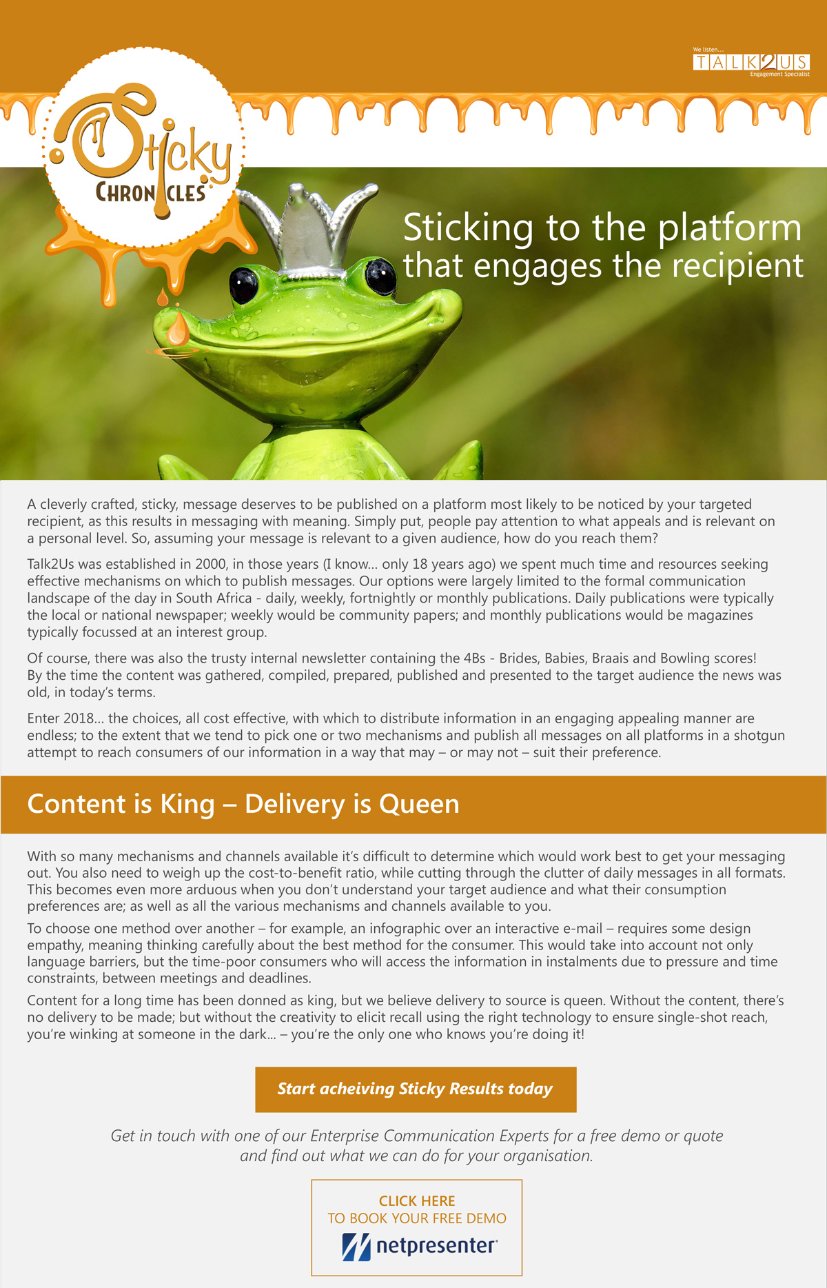 STICKY CRONICALS sticking to the platform blog